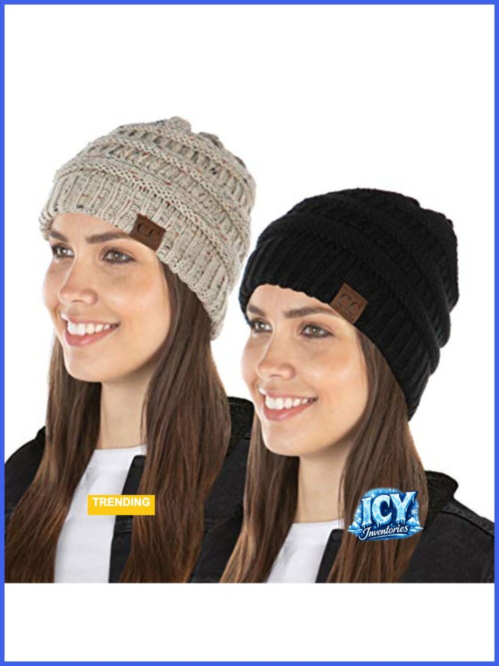 Slouchy Knit Beanie Skull Cap Ribbed Acrylic Winter Hat Stretch Fit